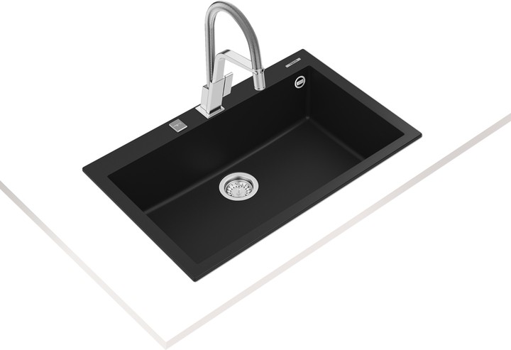 FORSQUARE 72.40 TG BLACK Ankastre Kumanda Sifonlu Granit Eviye Siyah 72 cm 115230000