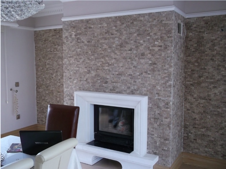 2,5X5Cm Silver Traverten Doğal Taş Patlatma Mozaik