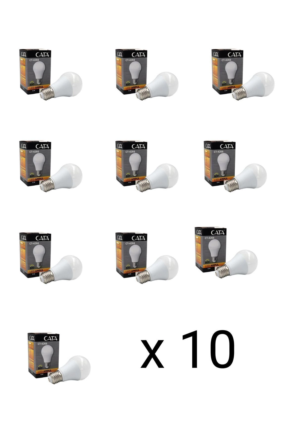 Günışığı Led Ampül 10 Adet 3200k E27 12w Ct-4266