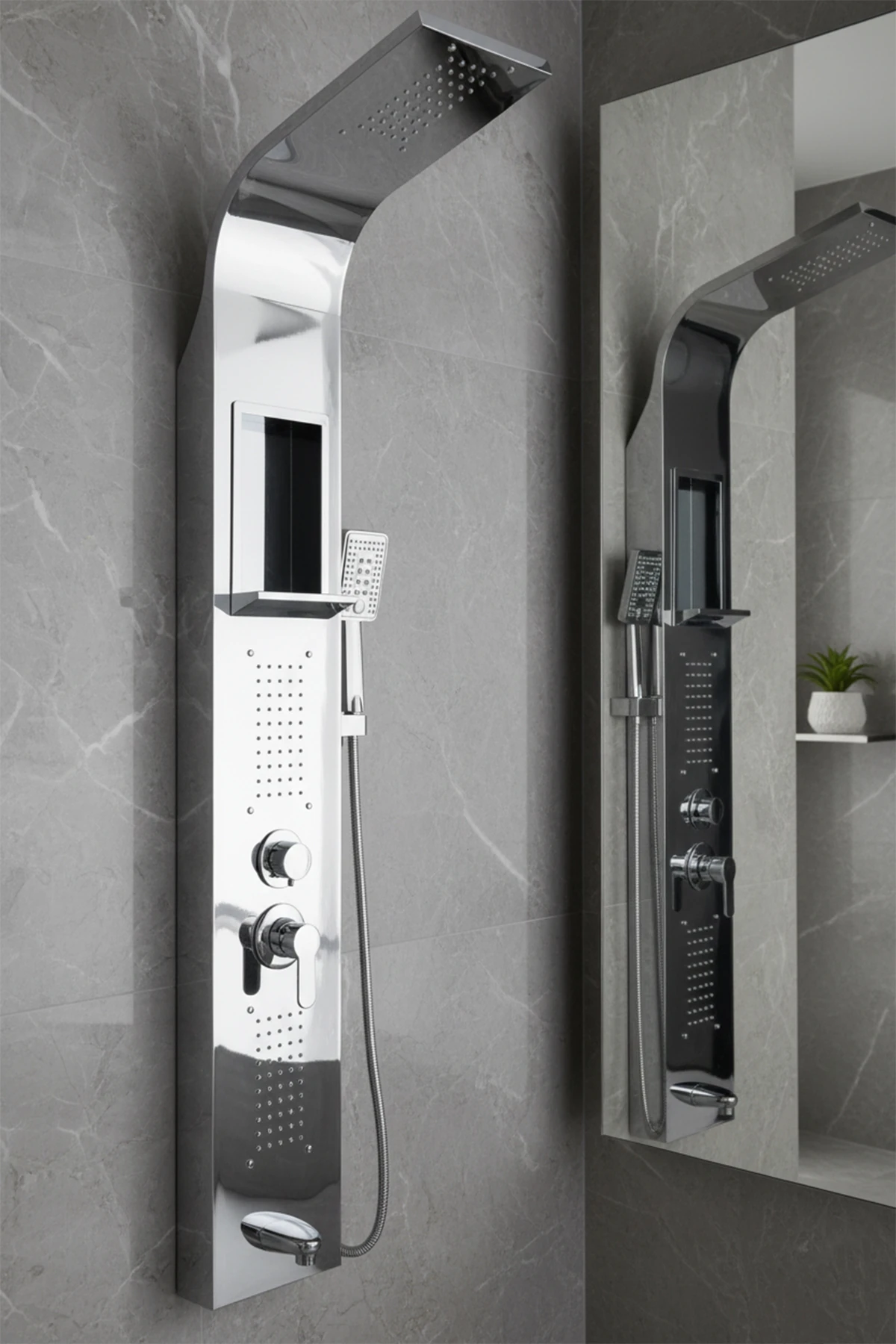 Paslanmaz Çelik Duş Paneli, Robot Duş, Duş, Duş Fiskiyesi, Masajlı Duş Seti Krom Renk