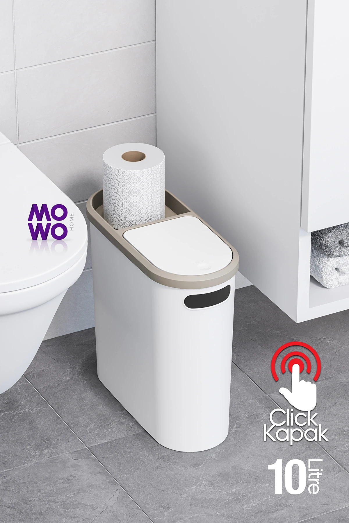 Click 10 Lt Çöp Kovası Beyaz, Mutfak, Banyo, Tuvalet Çöp Kutusu