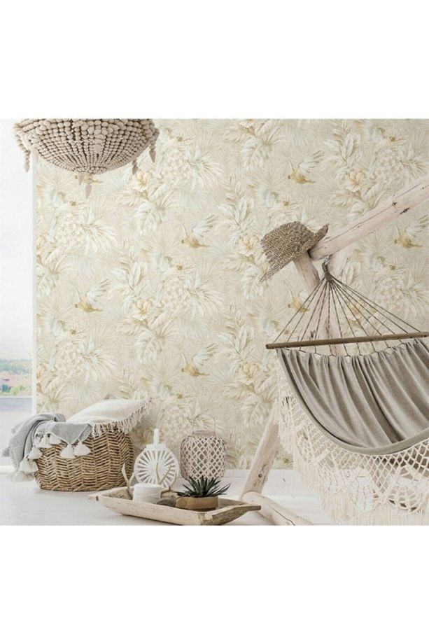 Tropicano 9905-2 Krem Tropikal Bitki Desenli Rulo Ebatı 16,50 M2