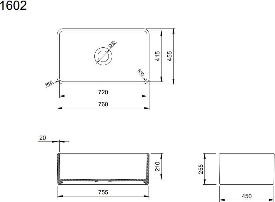 Bocchi Lavello Dekorlu Eviye 76 cm Parlak Beyaz 1602-001-0120