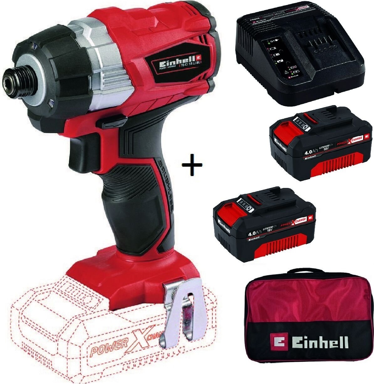 EİNHELL Te-Cı 18 Li Bl Akülü Darbeli Vidalama + 2 x 4AH Starterkit + Bez Çanta