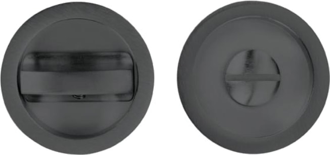 Round Gömme Kayar Kapı Kulp Wc Tipi Siyah Renkli 5'li Paket