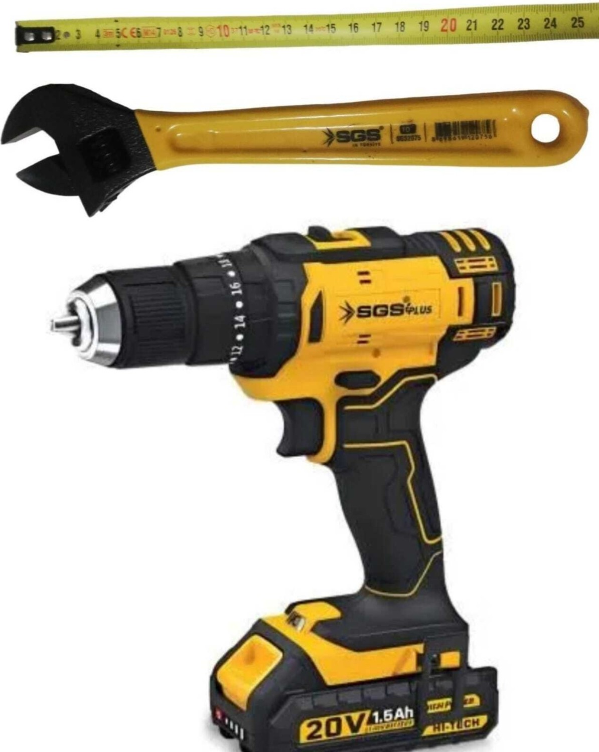 Plus 5249 Akülü Darbesiz Matkap Seti 20V + Ingılız Anahtarı Hediye