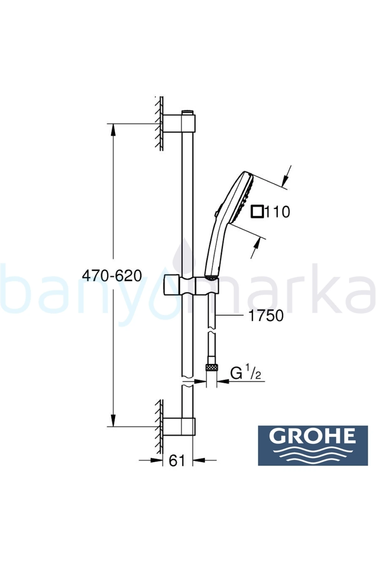 Tempesta Cube 110 Sürgülü Duş Seti, 2 Akışlı - 26748003