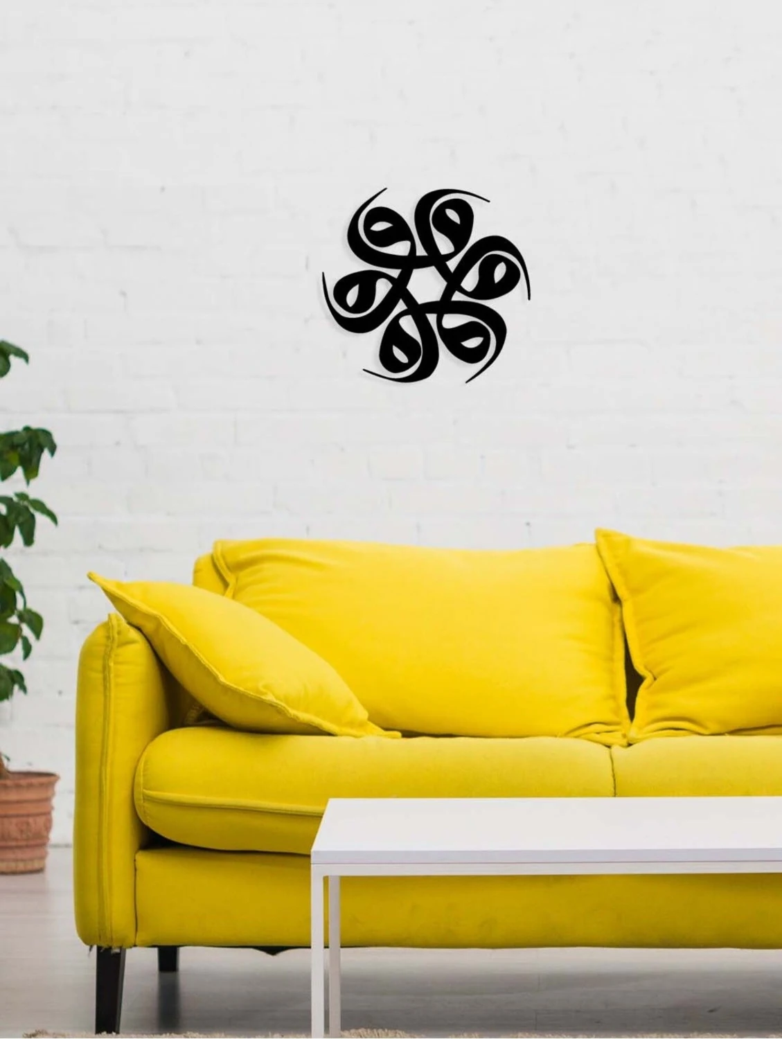 -Vav Harfi Islami Metal Tablo - Islami Ev Dekorasyonu - Dini Duvar Tabloları - 50 X 50 - Cm - Sıyah-Islm-076