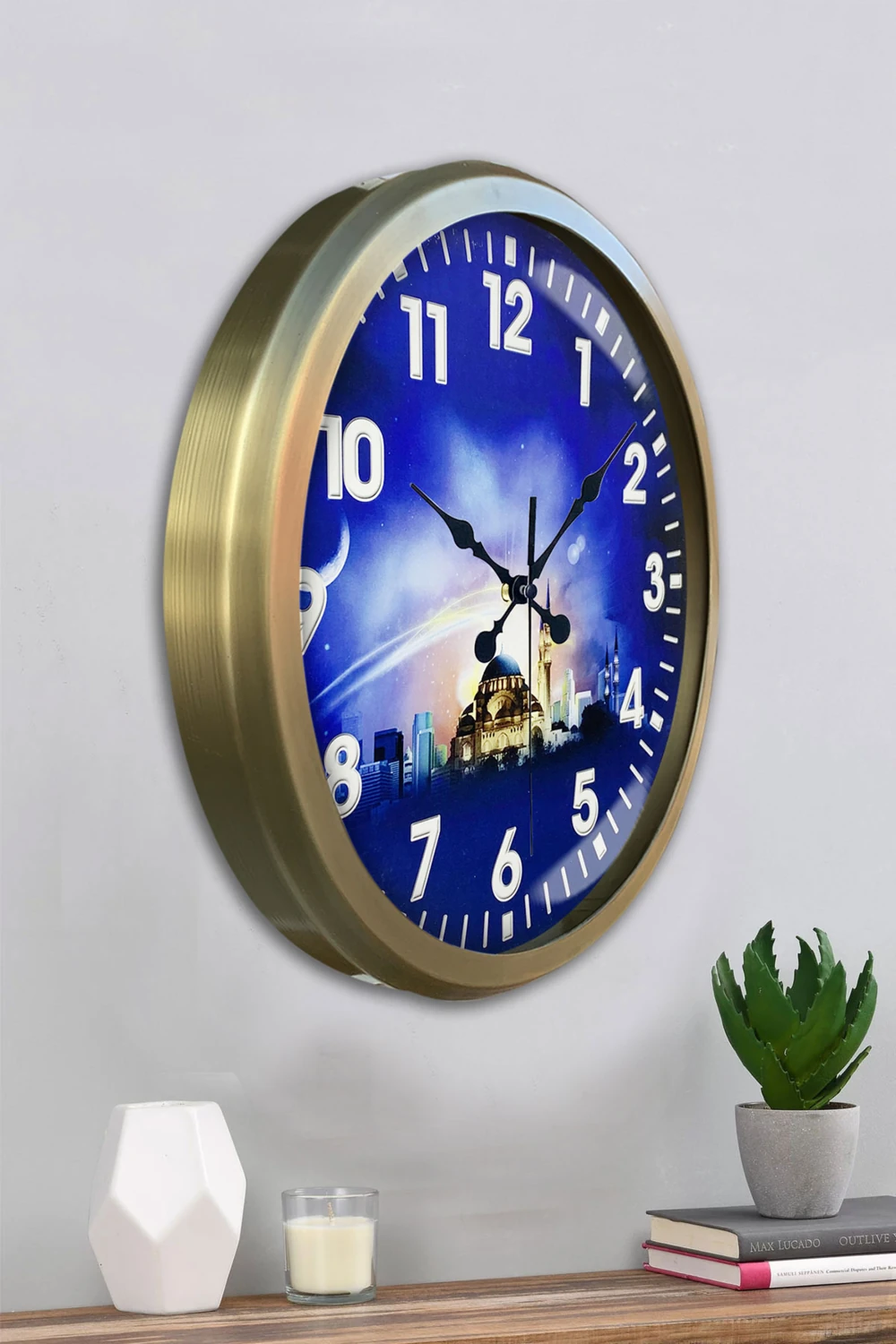 52 cm Eskitme Metal Islam Duvar Saati