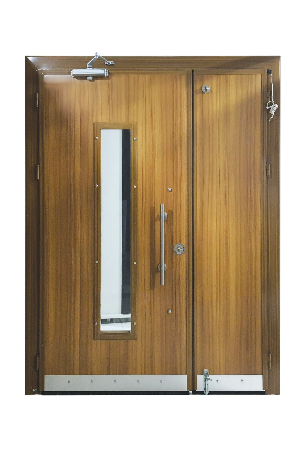 Çelik Kapı Fiyatları Ahşap Desenli Apartman Girişi Çelik Kapı, Dış Mekan Apartman Kapısı Sol Açılım