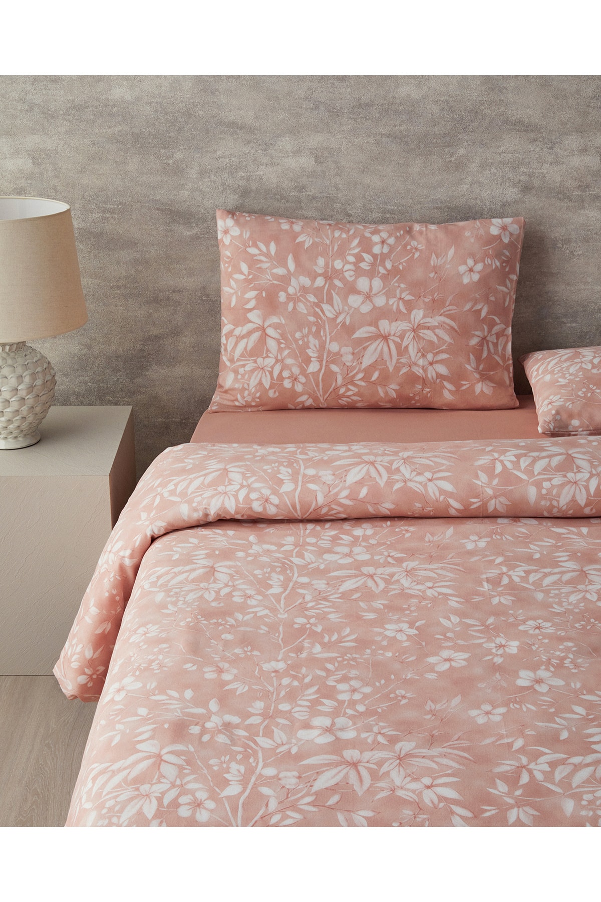 Ivy Flowers Tek Kişilik Nevresim Takımı Gül Kurusu