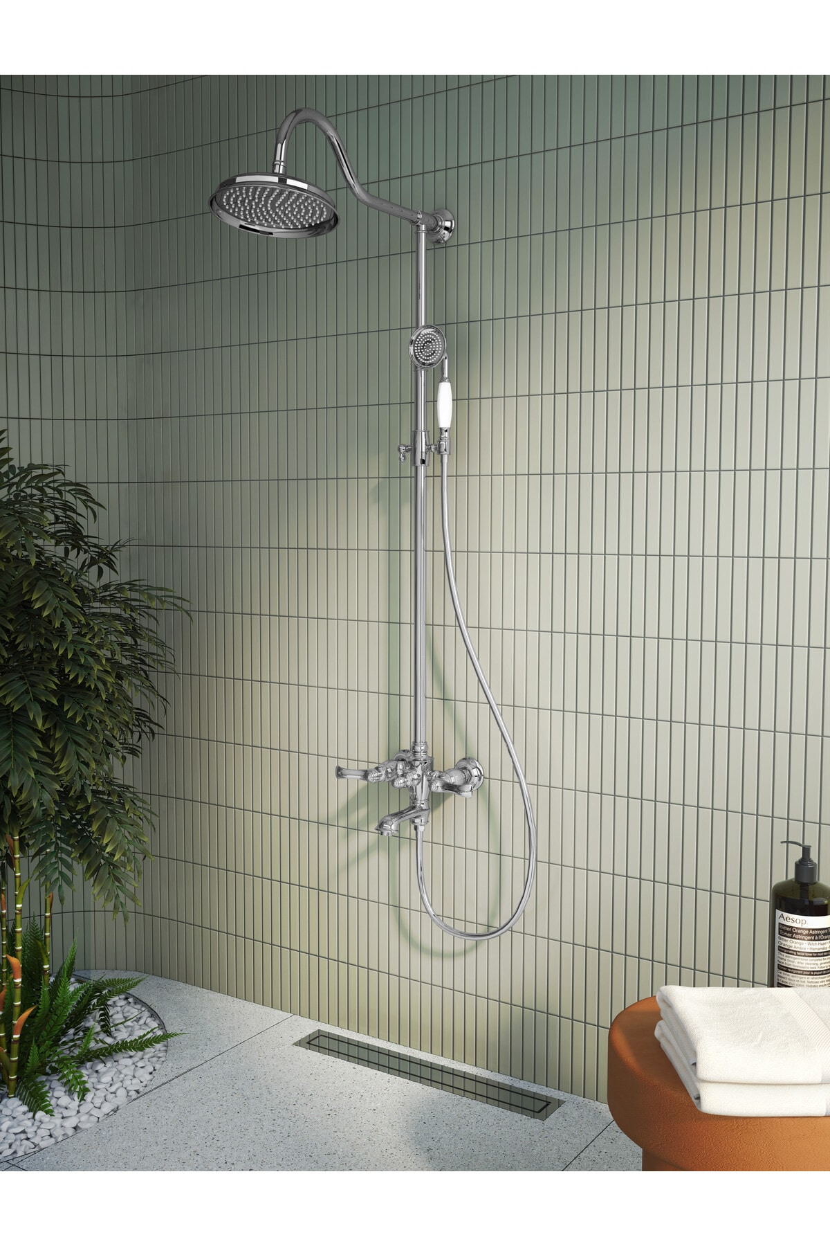 V-Flow Elegant 59980238000 Duş Kanalı, Yandan Sifon, H:60, 60 cm, DK 100, Parlak Krom