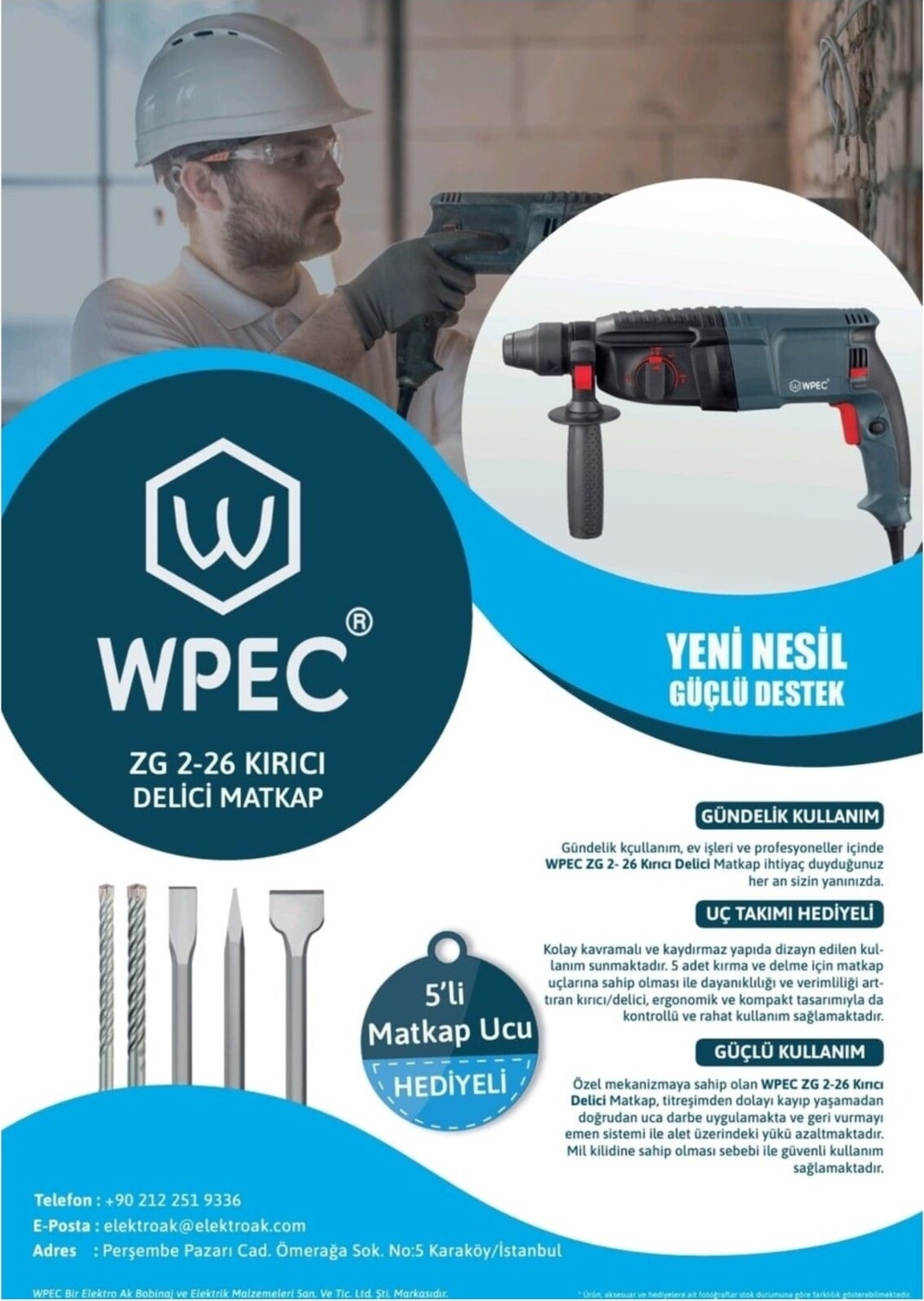 Kırıcı Delici Darbeli Matkap Zg2-26, Güçlü ve Kullanışlı Elektrikli Alet