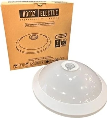 Uzmlight Horoz 400-020-143 Plastik 360° Sensörlü Tavan Armatürü Beyaz 2XE27 (Beyaz Kasa) (Plastik-Cam Gövde)