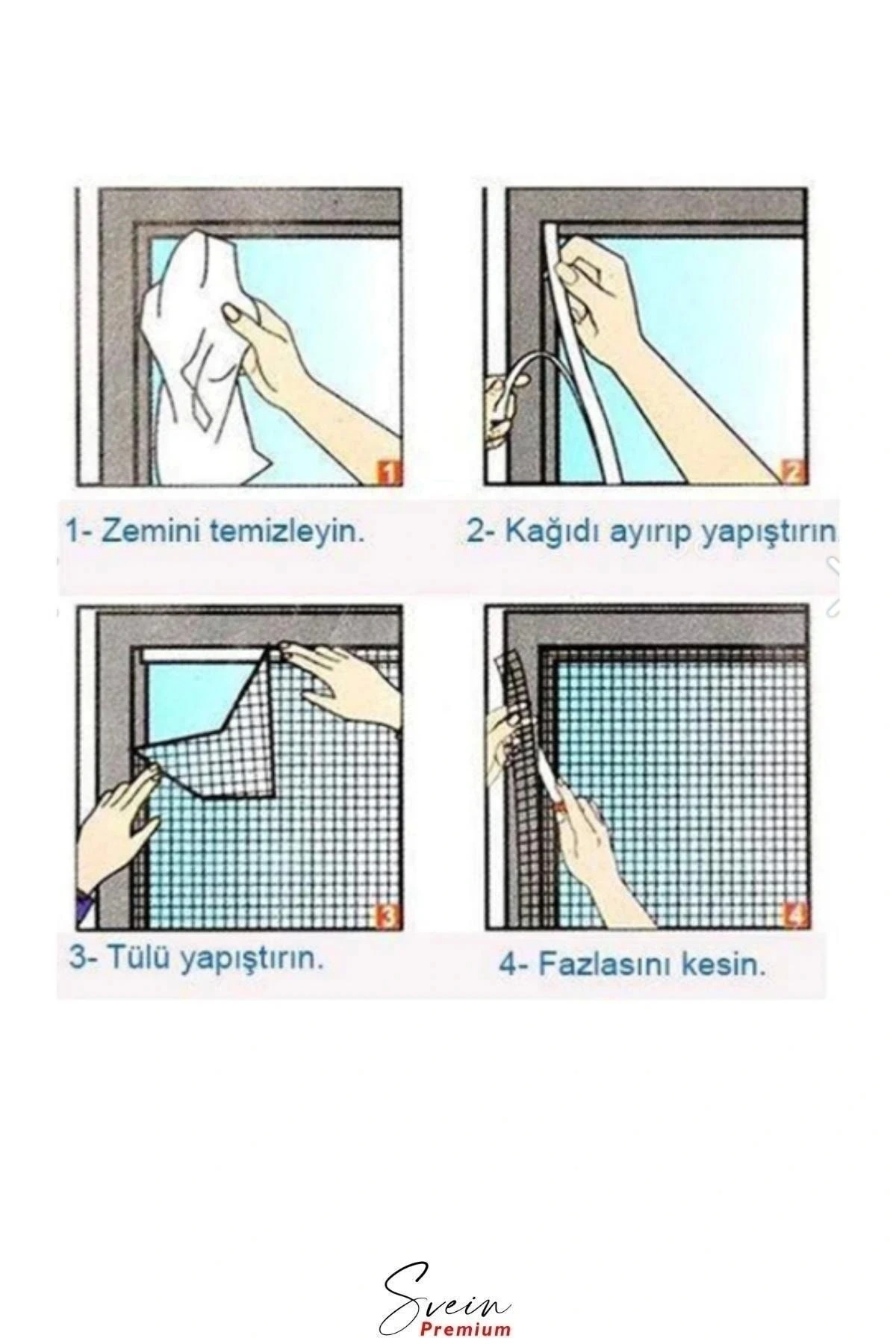 Ayarlanabilir Pratik Pencere Cam Kapı Sineklik Cırt Bantlı Hazır Yapışkanlı 0,75 cmx1,25 cm - 4 mt