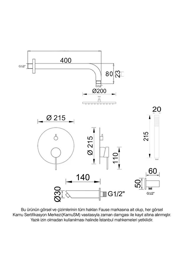 Tam Ankastre Duş Seti Adonis Antik Eskitme FAU107-A