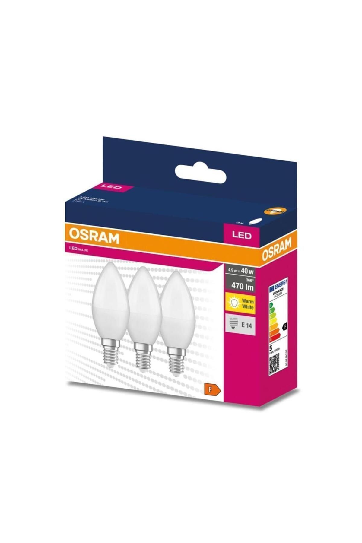 Value Classic 4.9w 2700k Sarı ışık E14 Duylu Mum Led Ampul 3lü Paket