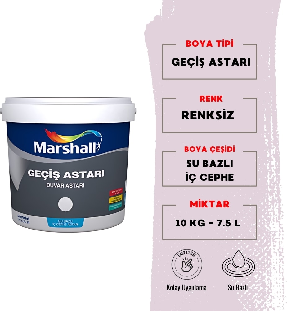 Geçiş Astarı, Su Bazlı İç Cephe Duvar Astarı 7.5 L - 10 Kg