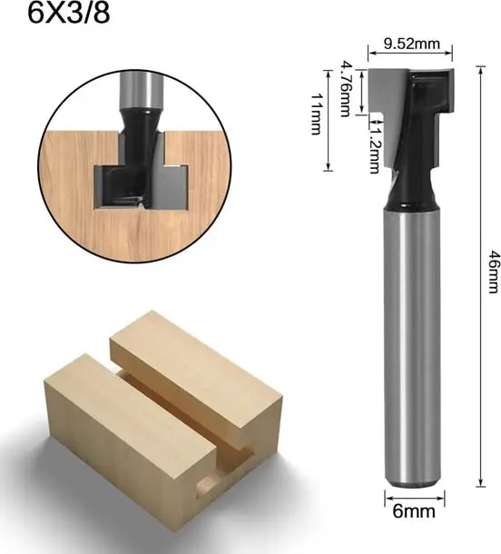 6mm Shank No2 6MM/6.35MM/8MM Shank T-Yuvası Anahtar Deliği Kesici Ahşap Yönlendirici Bit Karbür Kesici Ahşap Altıgen Cıvata T-Track Planya Freze Kesici (Yurt Dışından)