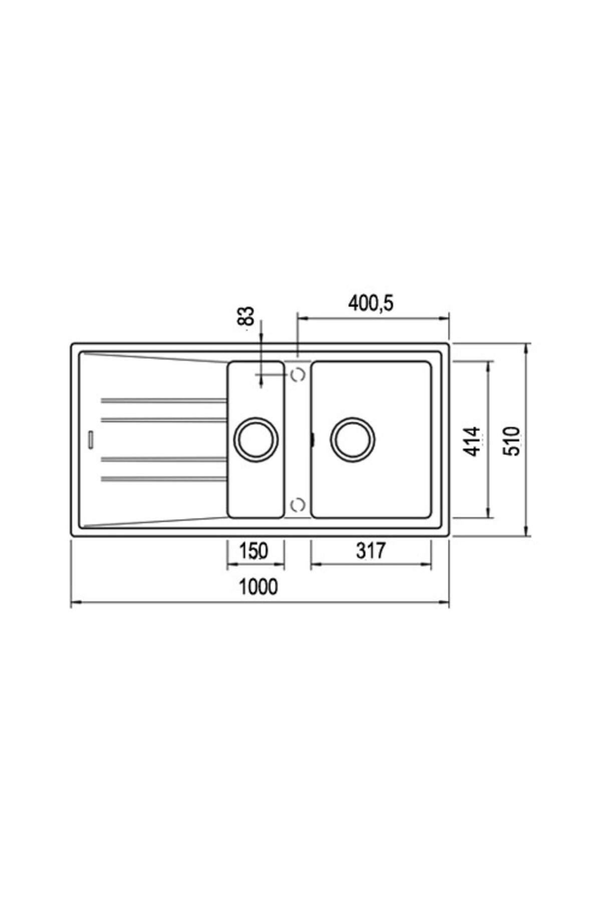- Stone 60 B-tg Topasbeıge - Ankastre Kumanda Sifonlu Granit Eviye - Bej - 100 Cm - 115360011