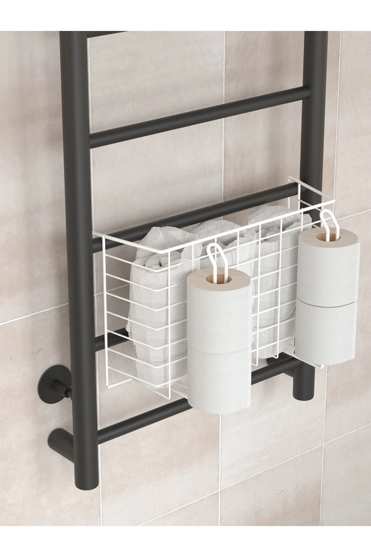 Banyo Düzenleyici Organizer Şampuanlık Havlupan Askısı Havluluk Siyah Banyo Rafı Mutfak Rafı