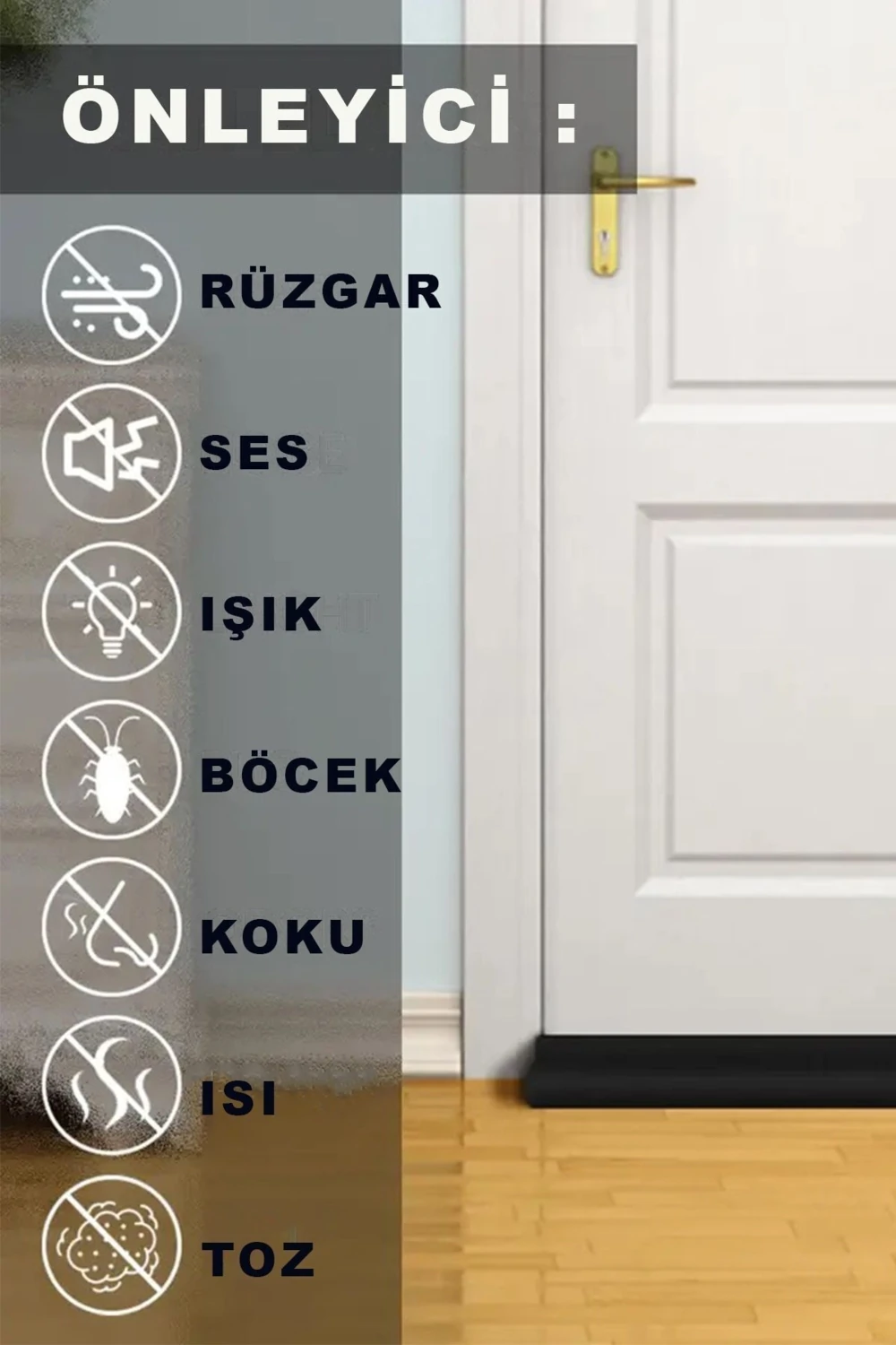 Kapı Altı Rüzgar Önleyici Çelik Kapı Isı Yalıtım Süngeri Eşik Altlığı Rüzgarlık Toz Soğuk Sünger