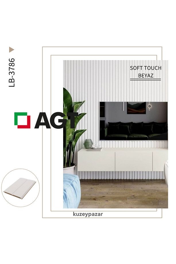 AGT Duvar Lambri Profili Lb 3786- SOFT TOUCH BEYAZ