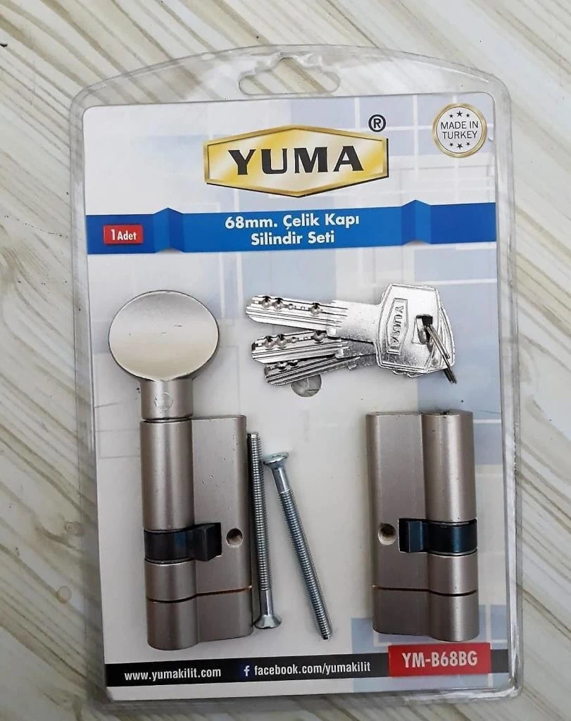 68 mm Çelik Kapı Kilidi Silindir Barel 2 Li Seti