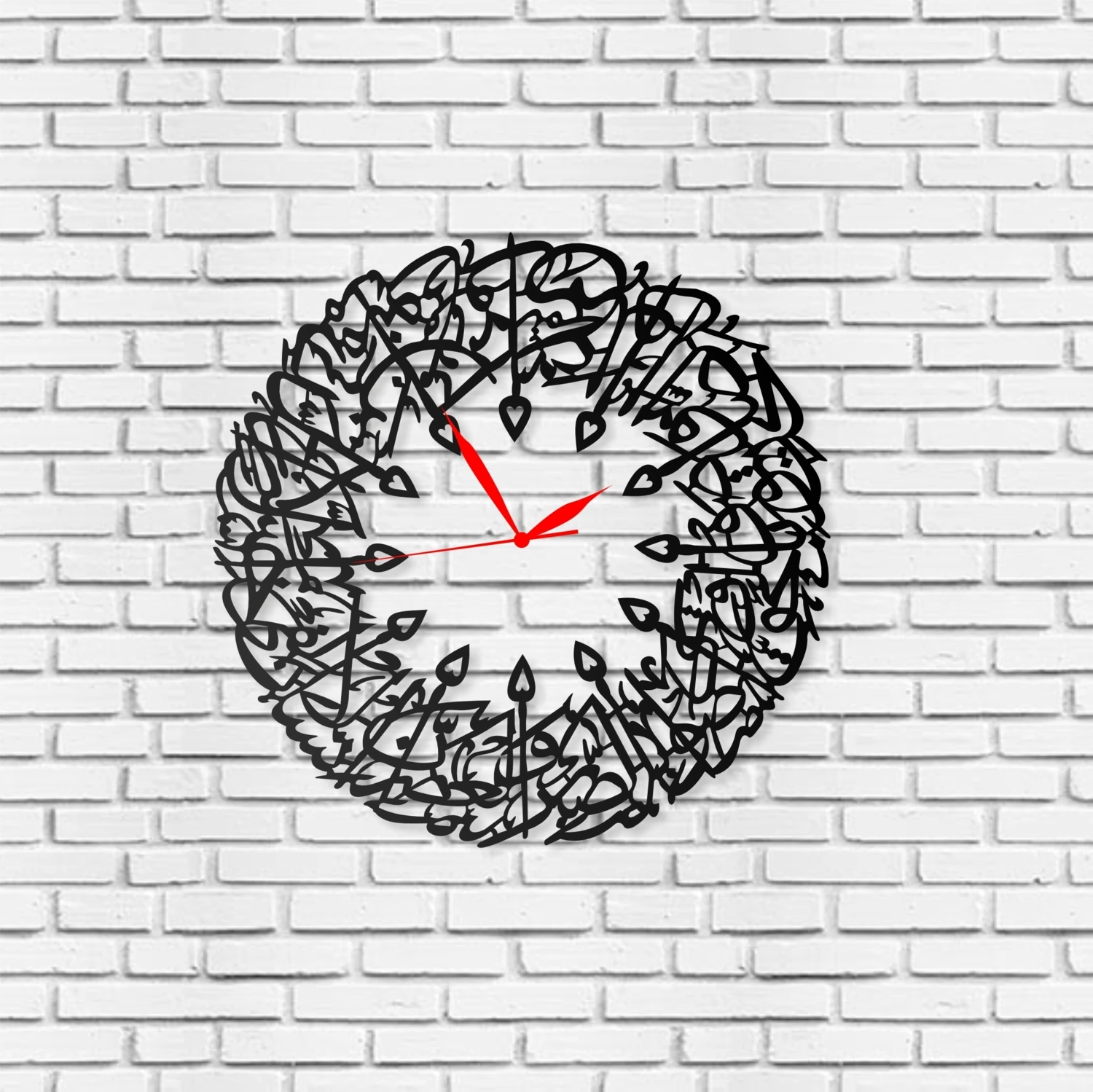 Duvar Saati Dini Islami Asr Suresi Tasarımlı Ev ve Ofis Için Dekoratif Metal Duvar Saati