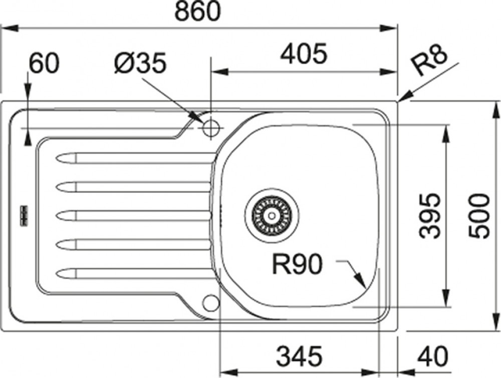 Oll 611 Sağ Damlalıklı Dekorlu Inox Tezgahüstü Eviye