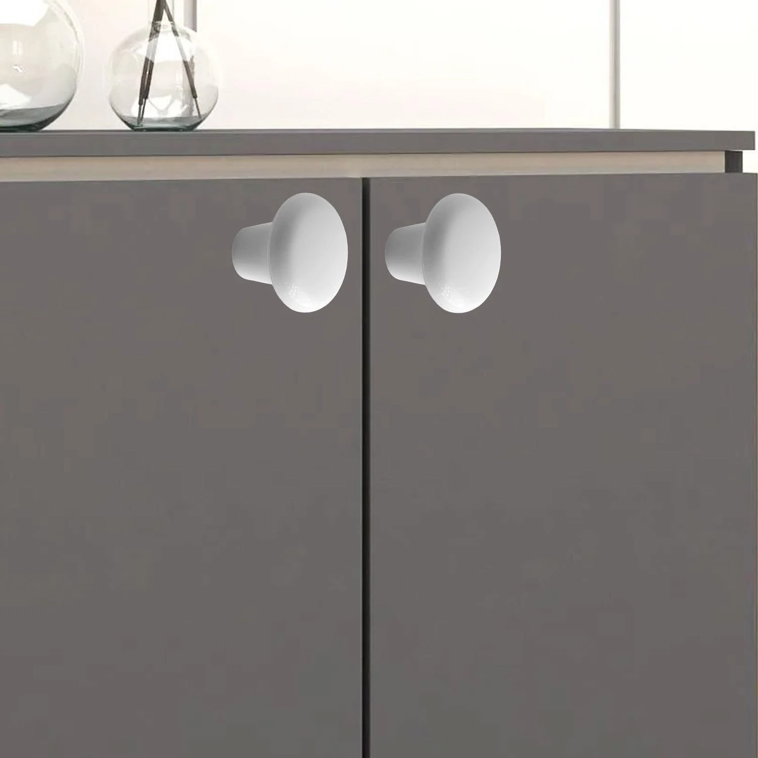 15 Adet Sert Plastik Mantar Düğme Kulp Beyaz Dolap Mobilya Mutfak Dolabı Çekmece Kapak Kulpu Kulbu