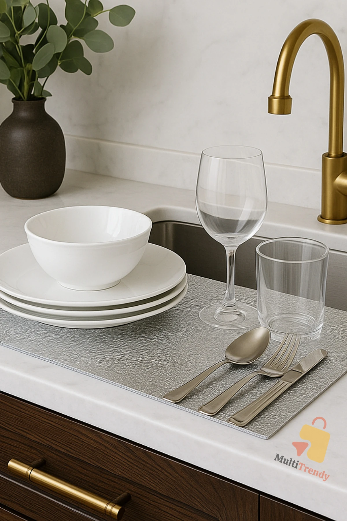 Mutfak Tezgah Koruyucu Metalize Mat – Kolay Kesilebilir Bulaşıklık İzolasyon Levhası 50x100 cm