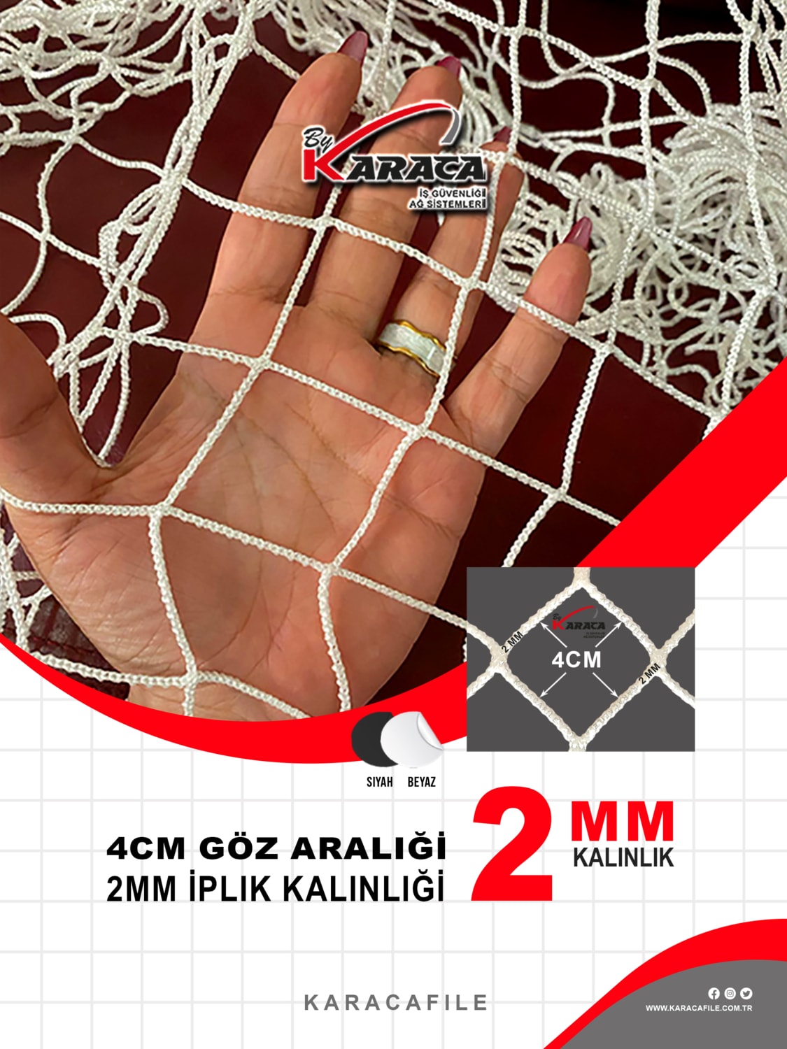 Kedi Balkon Güvenlik Filesi 1.5x3 mt 2mm Ip Kalınlığı 4x4 Göz Aralığı+ Montaj Aparatları (Beyaz Veya Siyah)