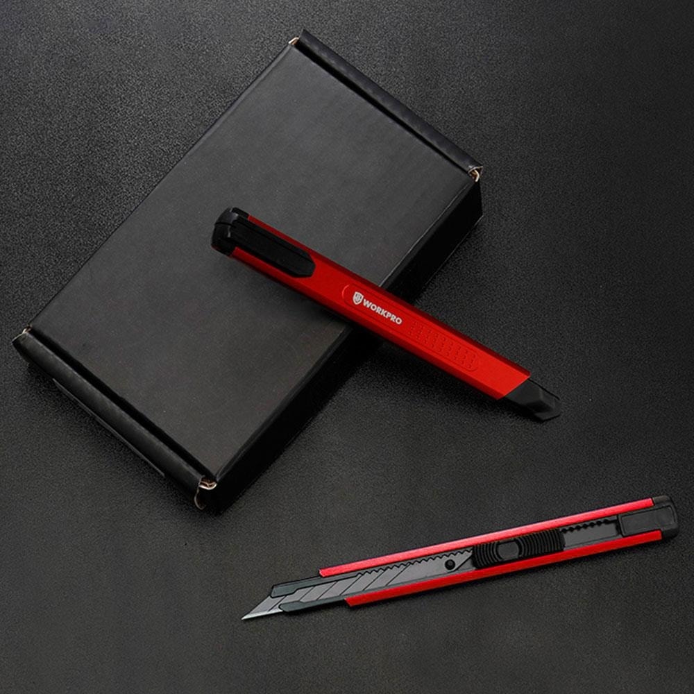 WP212020 9 mm Alüminyum Kasa Cep Askılı Maket Bıçağı (Kırmızı)