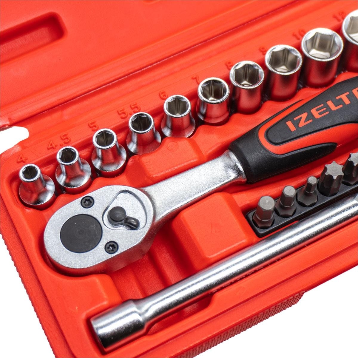 Izeltaş 1/4" Altı Köşe Mini Lokma Anahtar ve Bits Set 27 Parça
