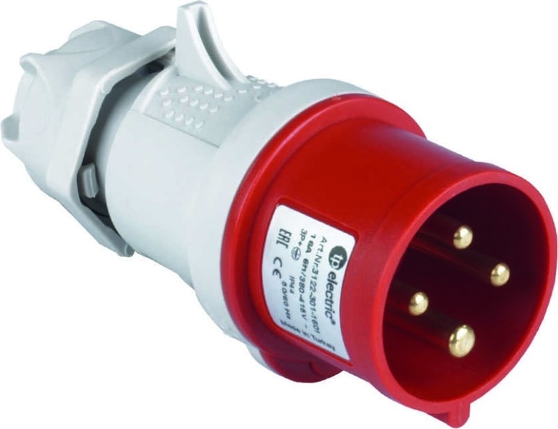 Tp Electrıc 3122-301-1601 4X16A Cee Norm IP44 Düz Fiş Yaylı