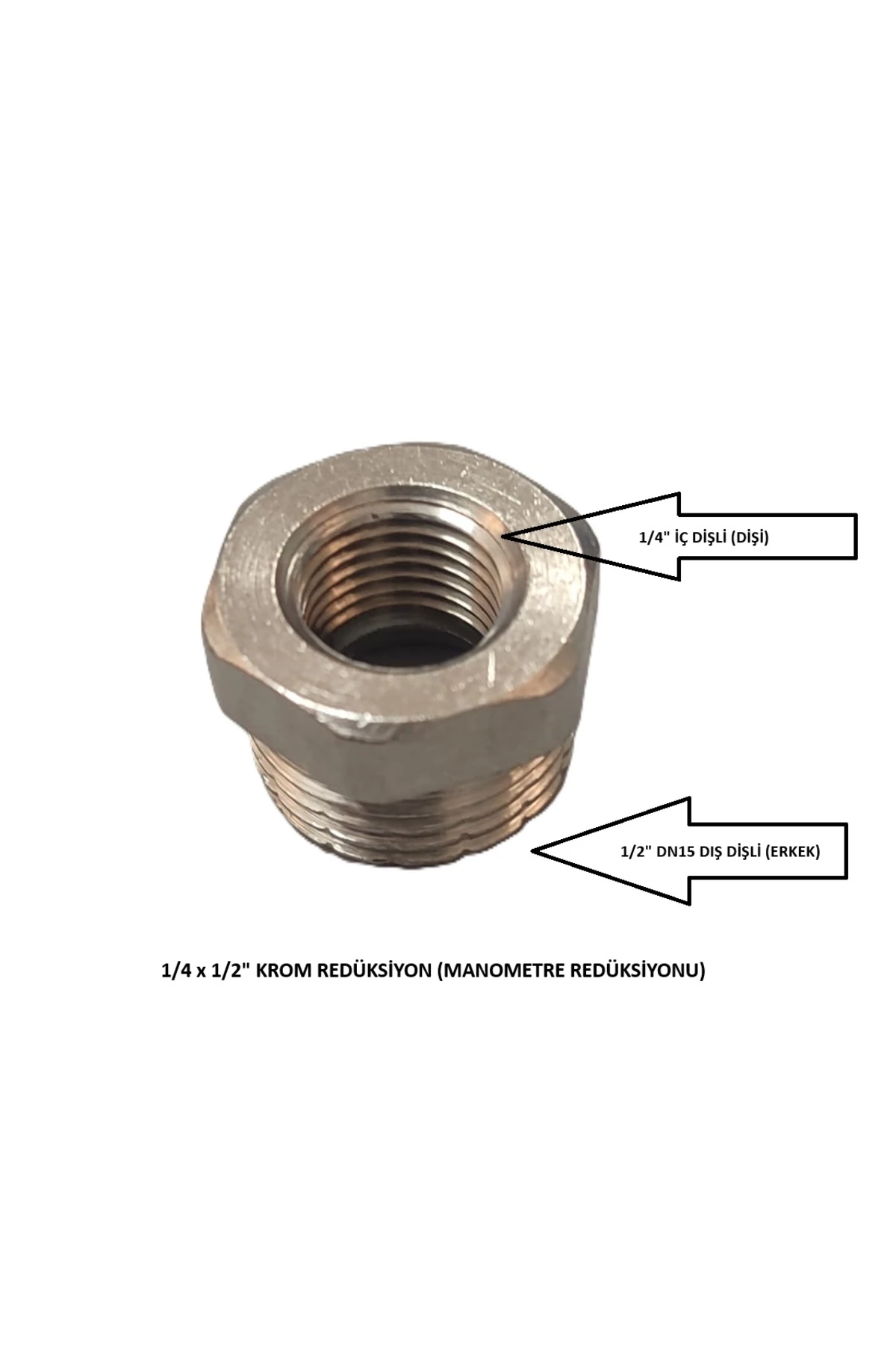 1/4 x 1/2"krom Dişli Redüksiyon (Manometre Redüksiyonu) - Chrome Reduction