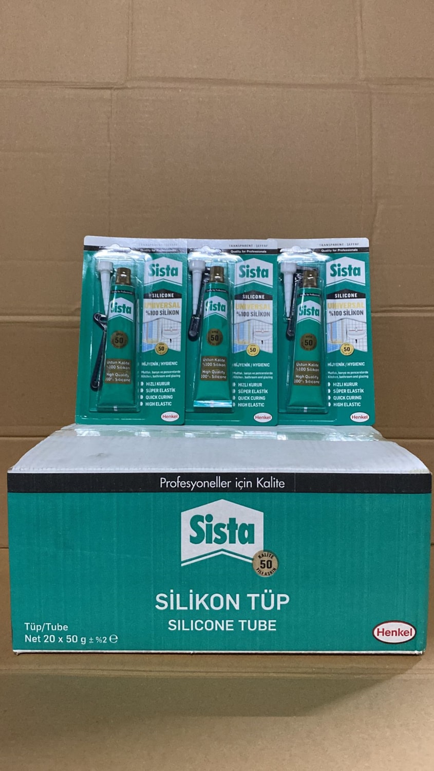Sista Universal %100 Silikon Şeffaf 50 gr 20'li Koli