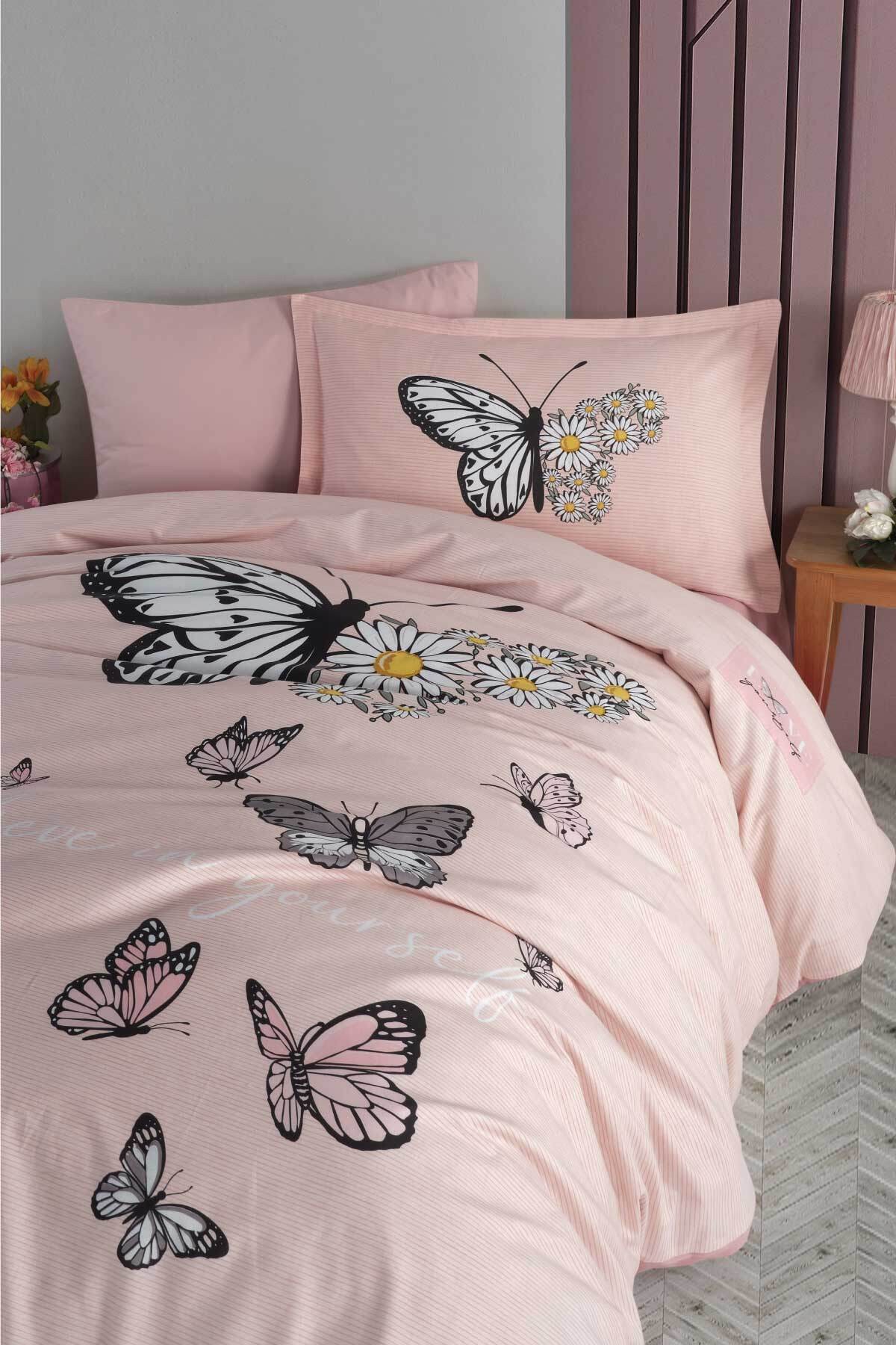 Genç Ranforce Tek Kişilik Nevresim Takımı Daisy Love V2 Somon