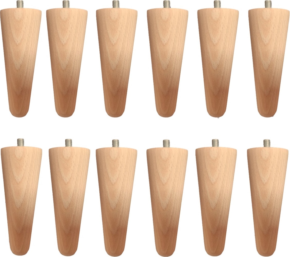 12'li Ahşap Konik Koltuk-Baza-Sehpa-Mobilya Ayağı- Uzunluk:12 Çap:5.5 cm / 12'li SET-3301000000403