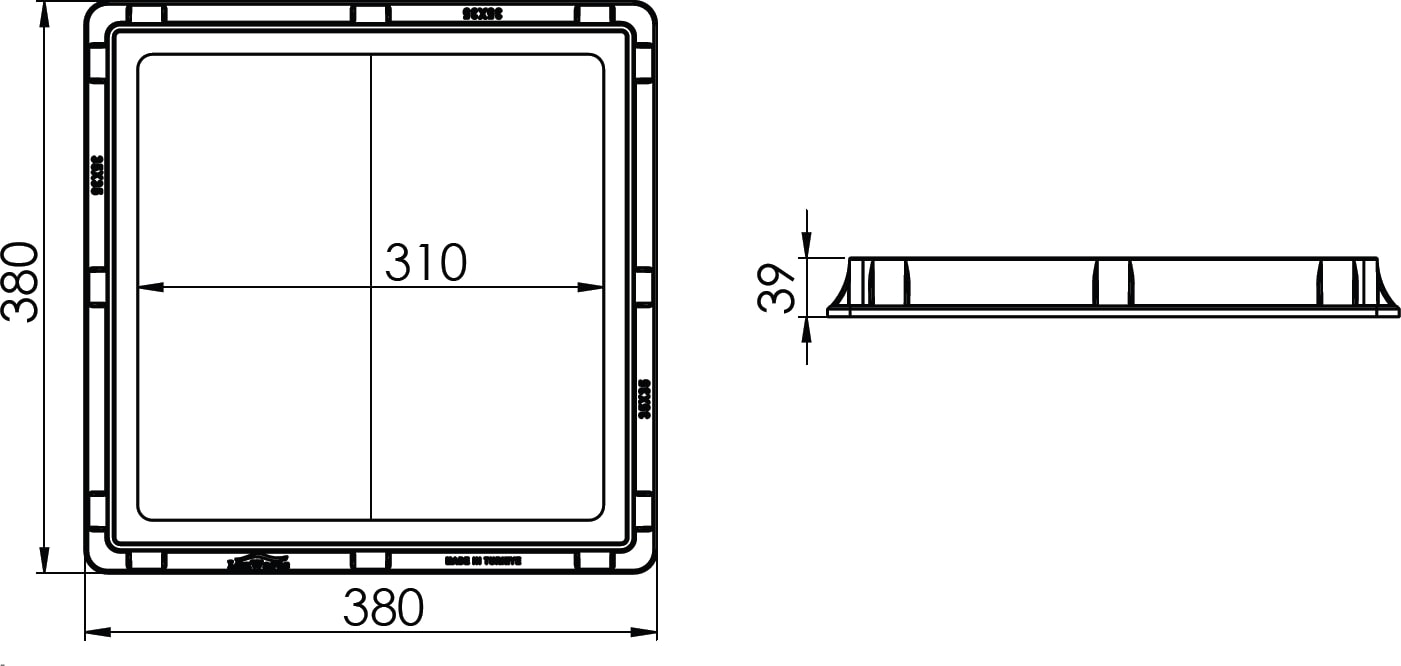 OZKUVVET 35x35 Rögar Kapağı Çerçeve + Düz Kapak
