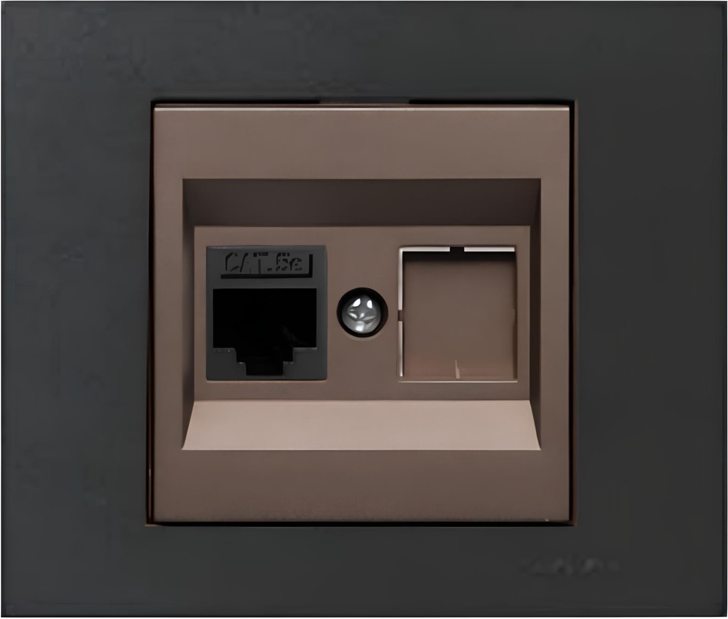 Grano Metalik Cat6 RJ45 Prizi Mocha + Siyah Çerçeve