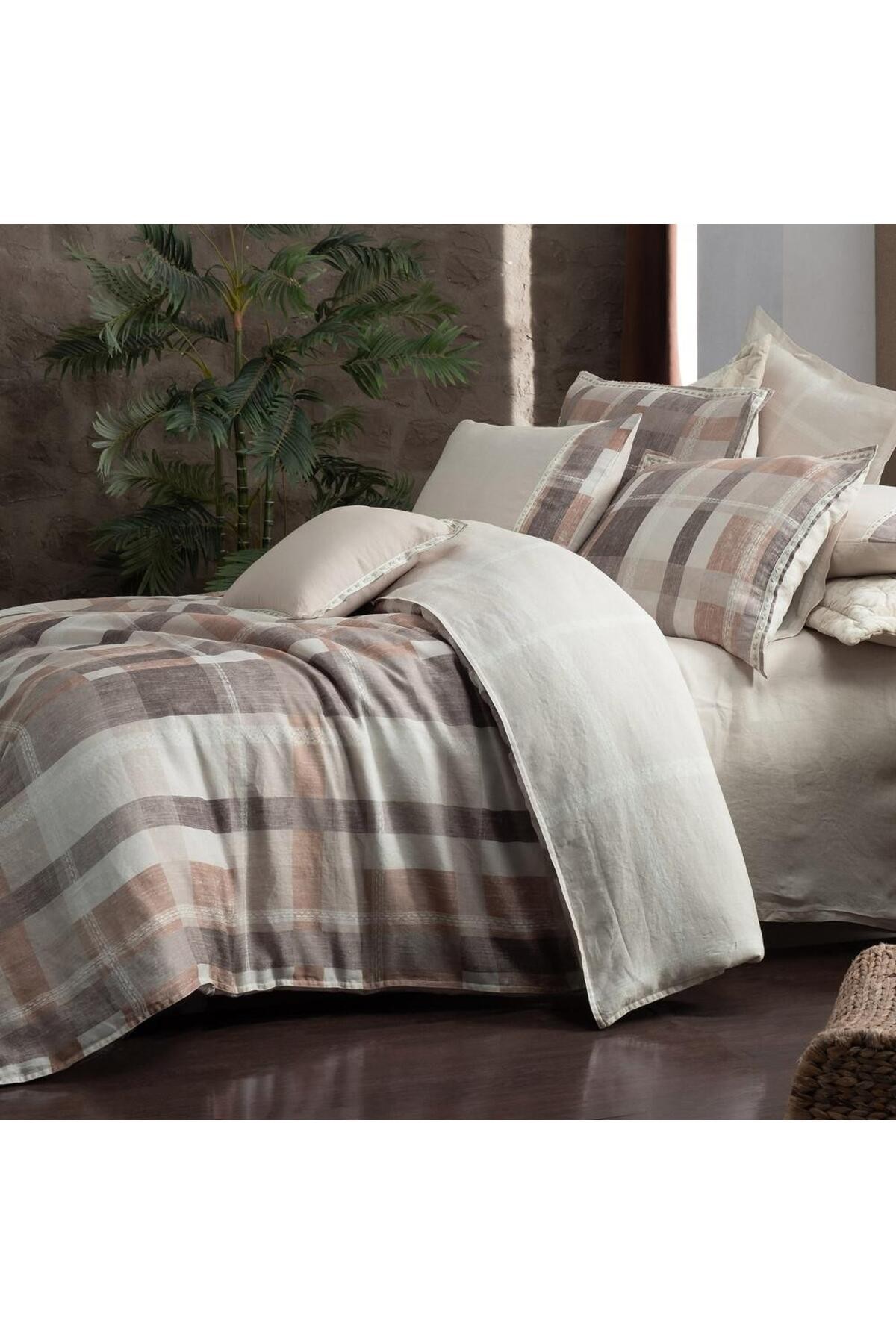 Vesta Keten Nevresim Takımı King Size , .Bej