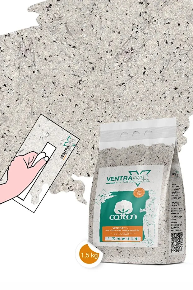 Ipek Sıva | Canlı Sıva | Isı Ve Ses Yalıtımlı Sıva | %100 Pamuk | Krem |c13- 1,5 Kg |5m²