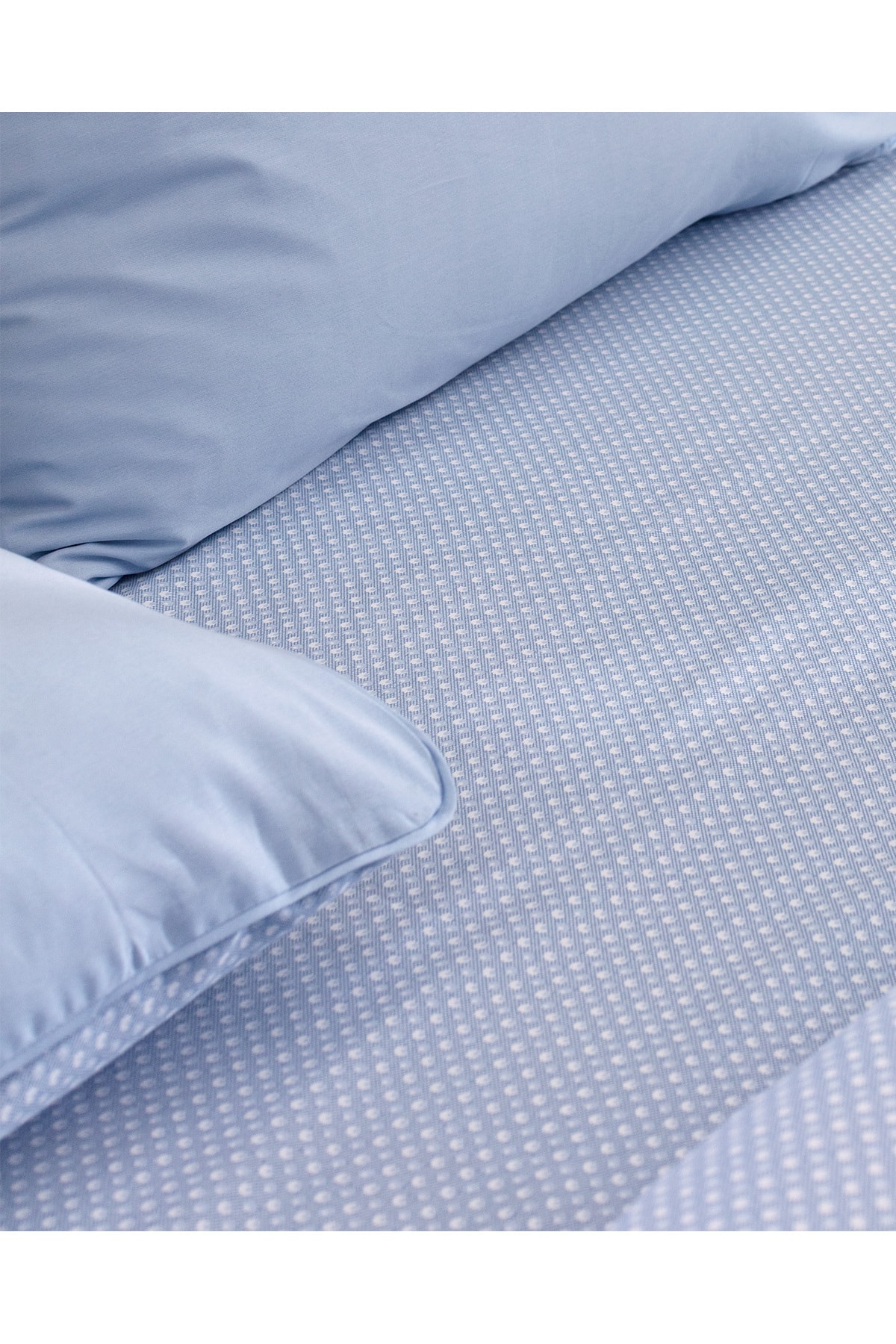 Clodia King Size %100 Pamuk Baskılı Saten Nevresim Takımı - Mavi