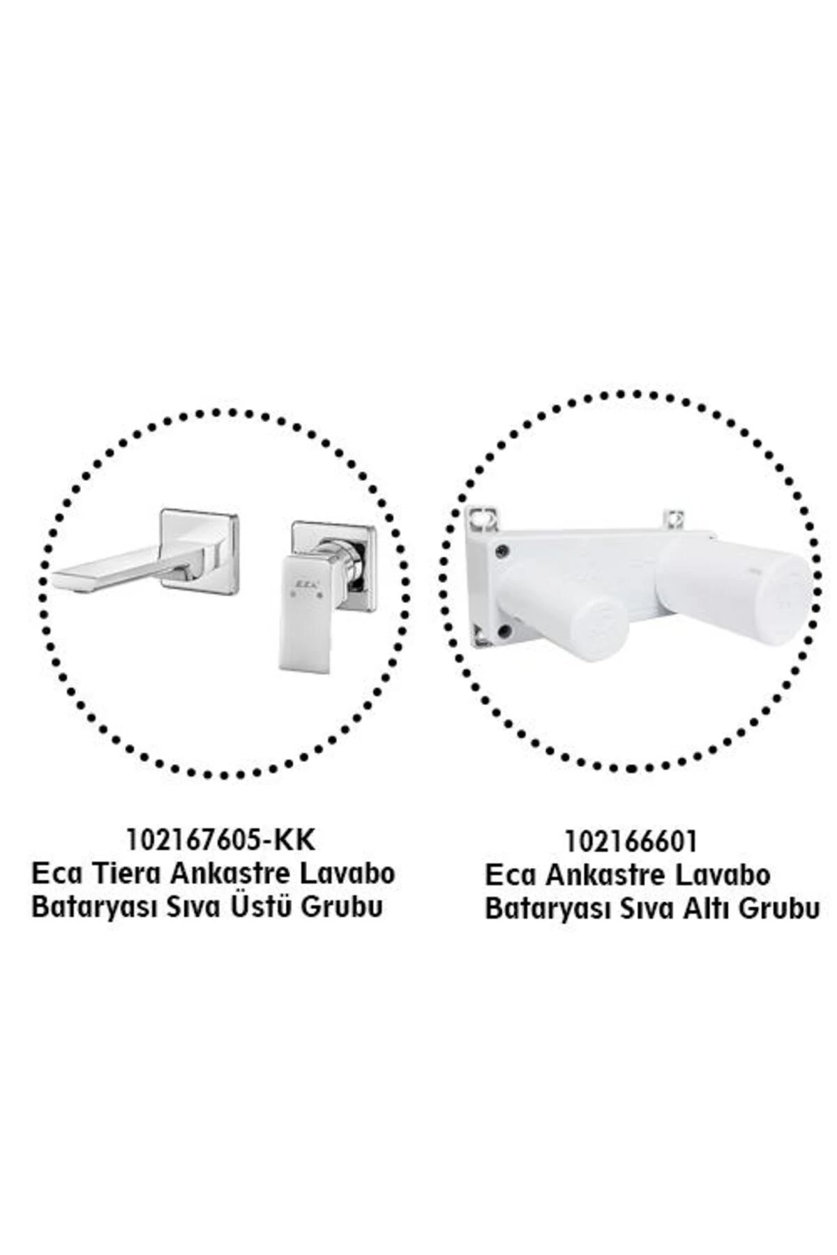 Tiera Ankastre Lavabo Bataryası Set/Çift Rozet (102167605-KK+102166601)