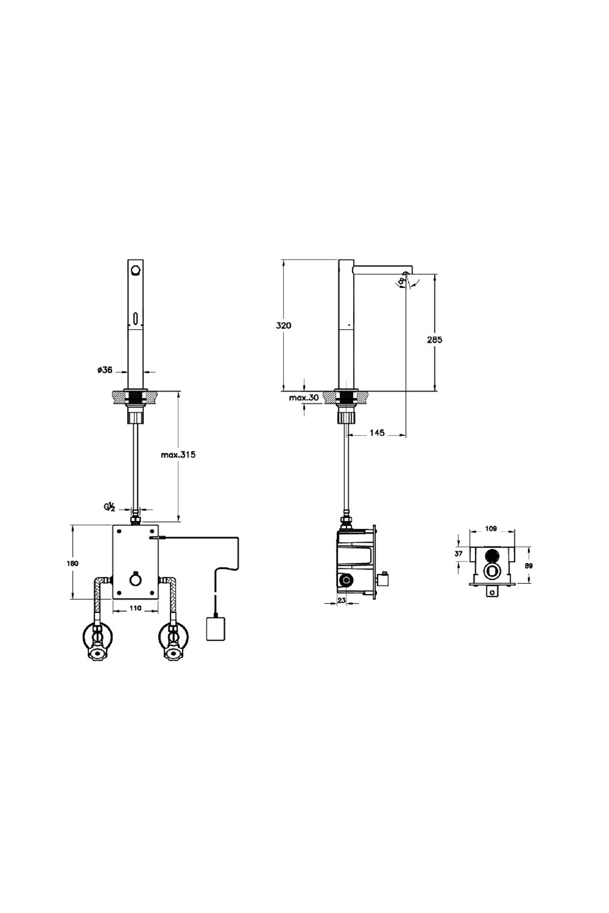 A4722134 Vitra Origin Fotoselli Tezgah Üstü Lavabo Bataryası (Çift Su girişli, Elektrikli), Fırçalı