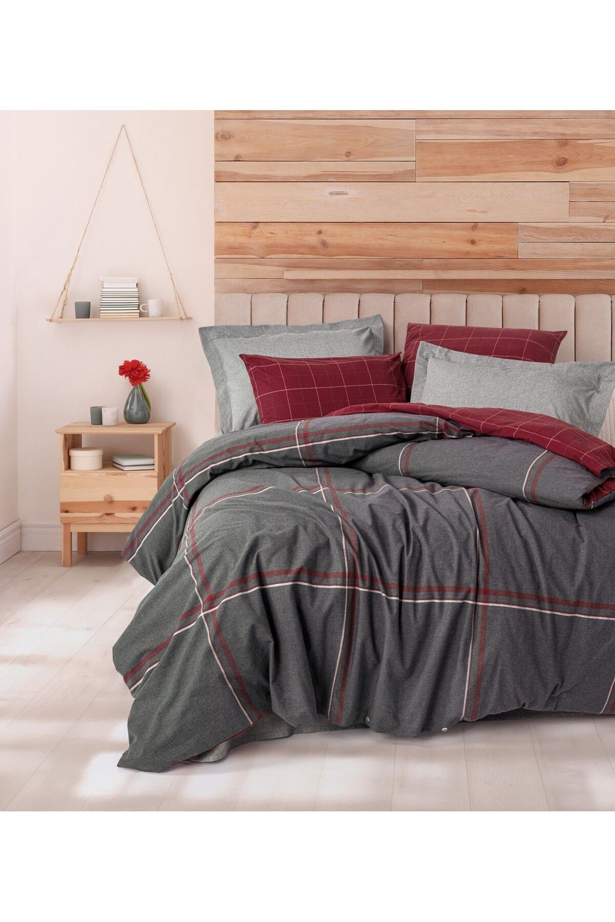Warm Flanel Çift Kişilik Nevresim Takımı Sento Gri