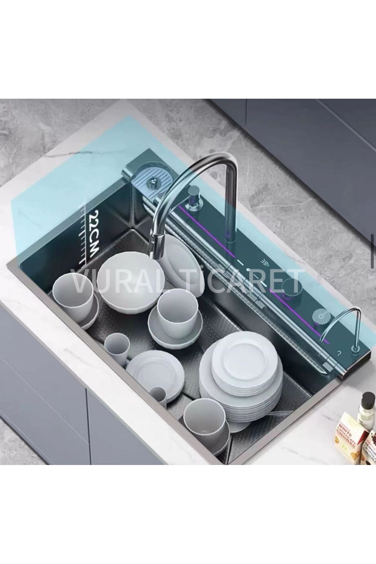 2024 Ultra Teknolojik Dijital Akıllı Ankastre Şelale  Evye 7 Fonksiyonlu