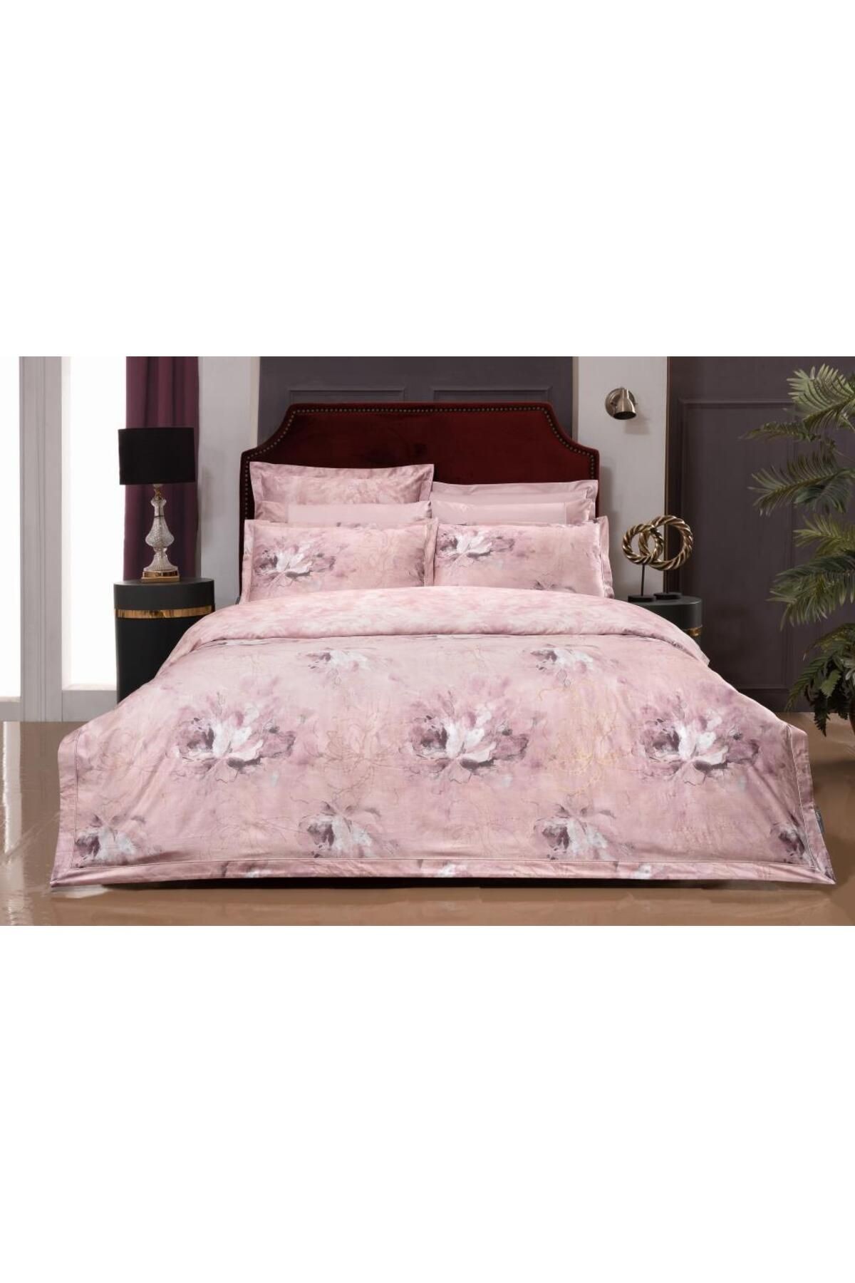 Freza Saten Nevresim Takımı King Size , .Pembe
